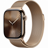 Apple Watch Series 10 GPS + Cellular 46mm Gold Titanium Case with Gold Milanese Loop - S/M (MC7T4)