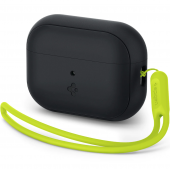 Spigen Silicon Fit with Strap for AirPods Pro 2/1, Black/Phantom Green (ACS05810)