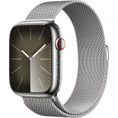 Apple Watch Series 9 GPS + Cellular 41mm Silver S. Steel Case w. Silver Milanese Loop (MRJ43)