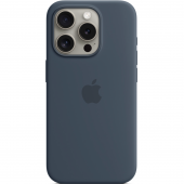Apple Silicone Case with MagSafe for iPhone 15 Pro Max, Storm Blue (HC)