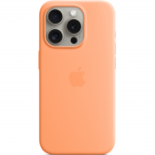 Apple Silicone Case with MagSafe for iPhone 15 Pro Max, Orange Sorbet (HC)