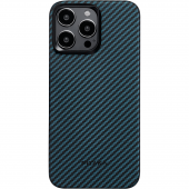 Pitaka MagEZ Case 4 Twill 1500D for iPhone 15 Pro, Black/Blue (KI1508P)