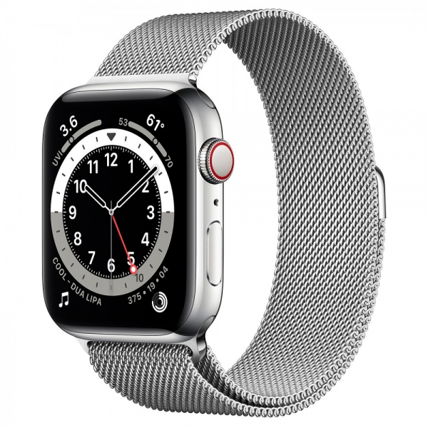 Apple Watch Series 6 GPS + Cellular 44mm Silver Stainless Steel Case with  Silver Milanese Loop (M07M3/M09E3) купить по низкой цене в Киеве, Львове,  Виннице, Украине. Бесплатная доставка