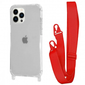 WAVE Clear Case with Strap iPhone 15 Pro, Red
