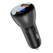 Acefast B6 Metal USB + USB-C with Digital Display 63W, Transperent Black