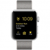 Часы  Apple Watch Series 2 42mm Silver Aluminum Case with Pearl Woven Nylon Band (MNPK2)