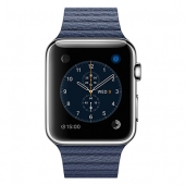 Часы Apple Watch Series 2 42mm Stainless Steel Case with Midnight Blue Leather Loop - Medium (MNPW2)