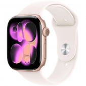 Apple Watch Series 11 GPS, 42mm Rose Gold Aluminum Case with Light Blush Sport Band (M/L) (MEU44)