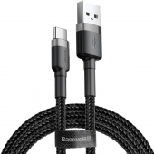 Baseus Cafule Cable USB to Type-C 3A 0.5m, Gray/Black (CATKLF-AG1)