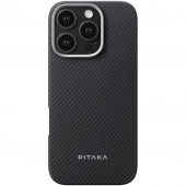 Pitaka Ultra-Slim Case Classic Twill 600D for iPhone 16 Pro, Black/Grey (KI1601PA)