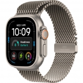 Apple Watch Ultra 4 Natural Titanium Case with Natural Titanium Milanese Loop - Medium (MJA94)