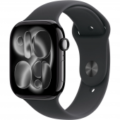 Apple Watch Series 11 GPS, 46mm Jet Black Aluminum Case with Black Sport Band (M/L) (MEUX4)