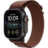 Apple Watch Ultra 4 Black Titanium Case with Burgundy Alpine Loop - Medium (MJC14)