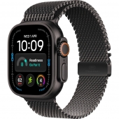Apple Watch Ultra 4 Black Titanium Case with Black Titanium Milanese Loop - Medium (MJAV4)