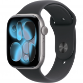 Watch Series 11 GPS + Cellular 42mm Space Grey Alu. Case w. Black S. Band - S/M (MF8A4)